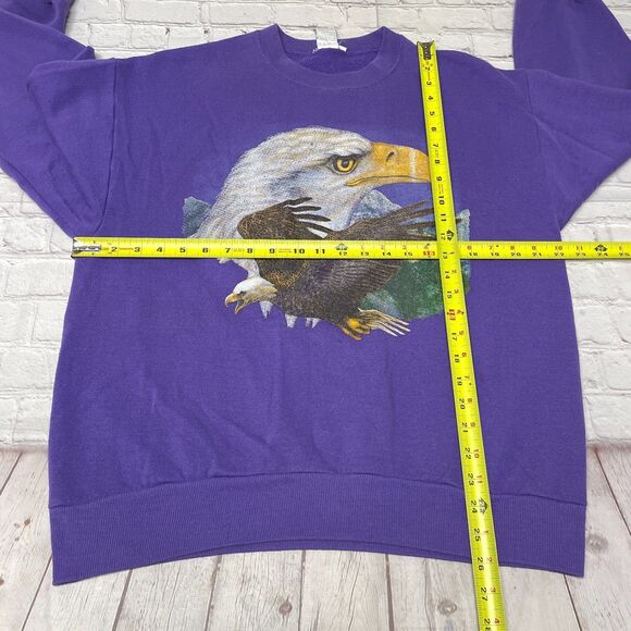Vintage Brazos Adult Bald Eagle Crewneck Sweatshirt Size Large 80s 90s M235 -29 - Picture 2 of 13